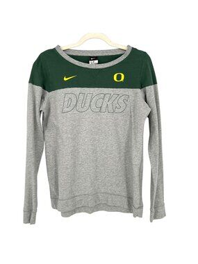 Nike Oregon Ducks Gray Green Long-Sleeve Pullover Sweatshirt Size Medium